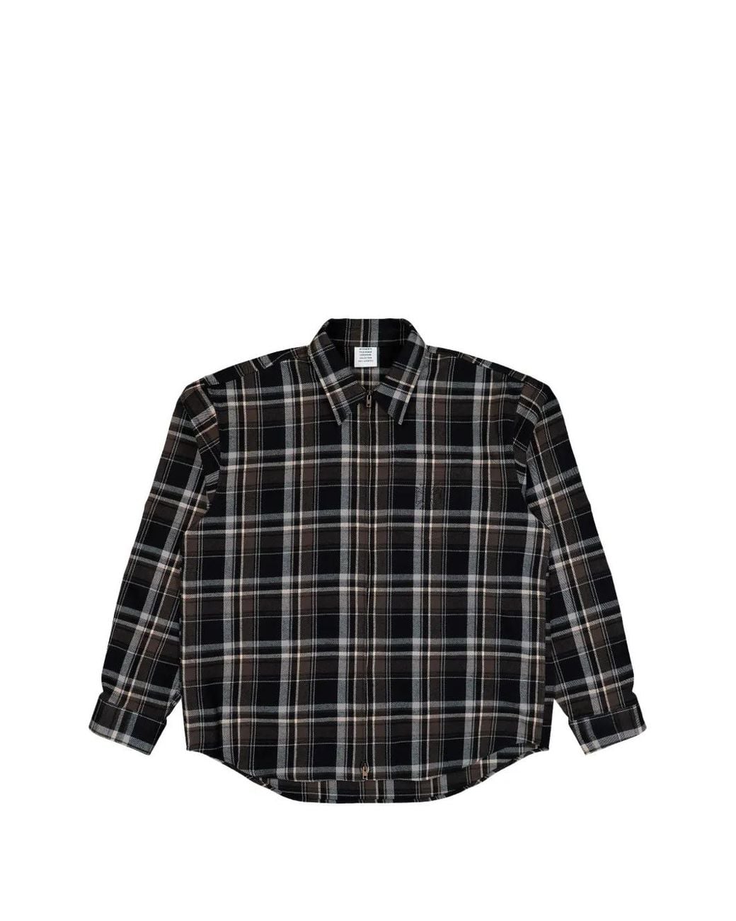 Vetements Black Biker Zip-Up Flannel Shirt for men