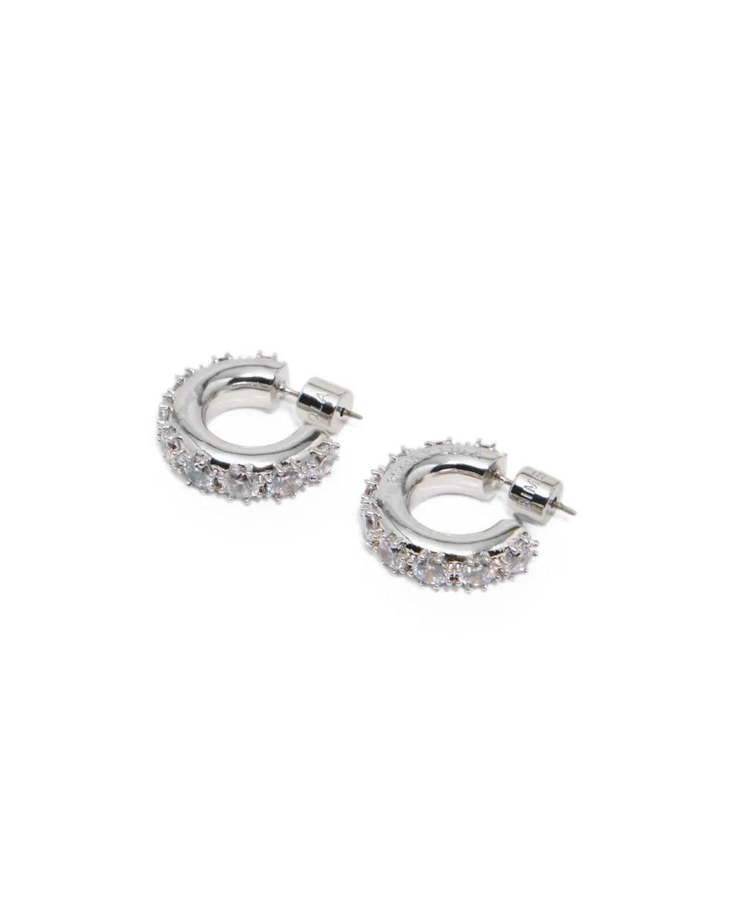 Bimba Y Lola White Crystals Hoop Earrings