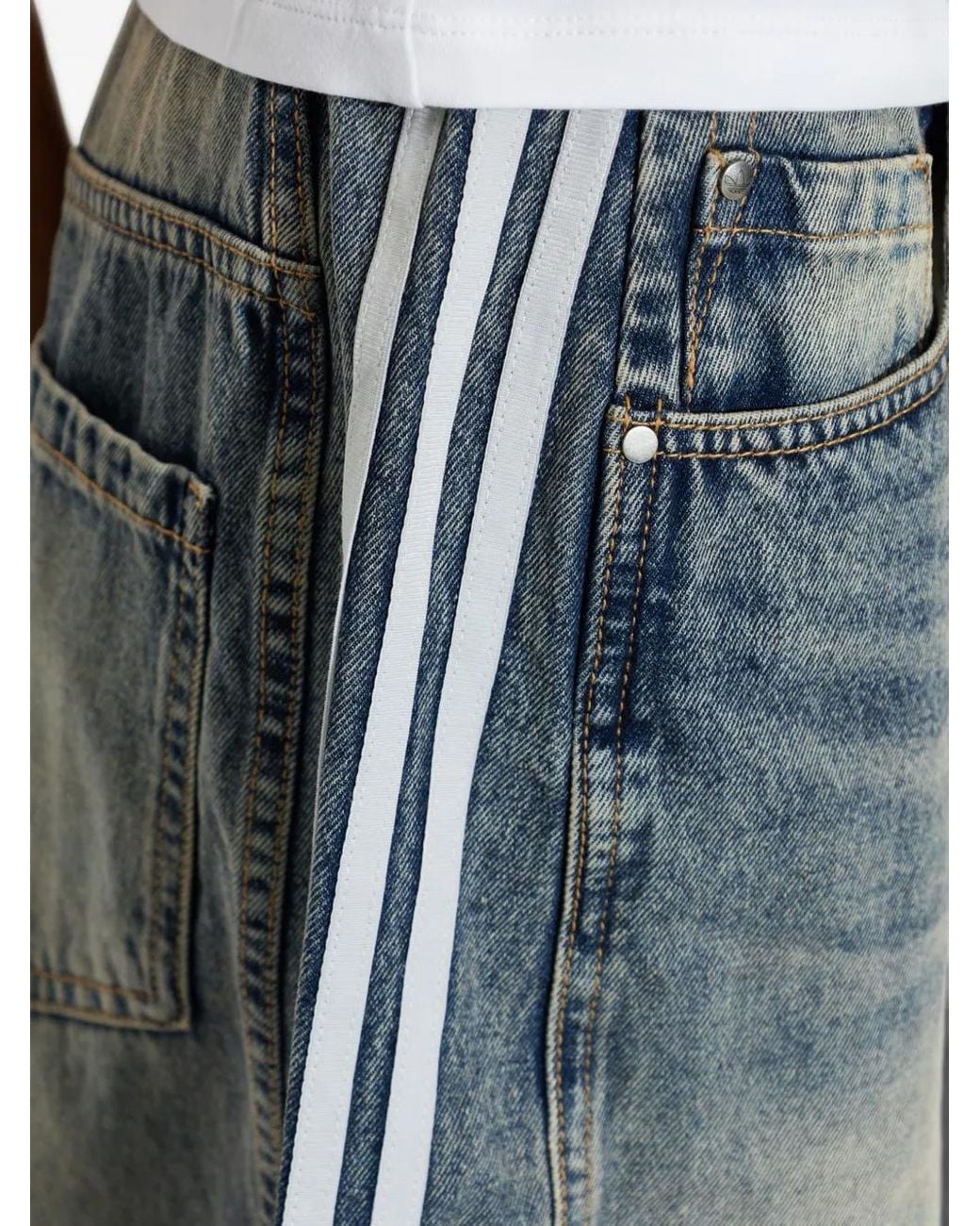 Adidas Blue 3-Stripes Tapered Jeans
