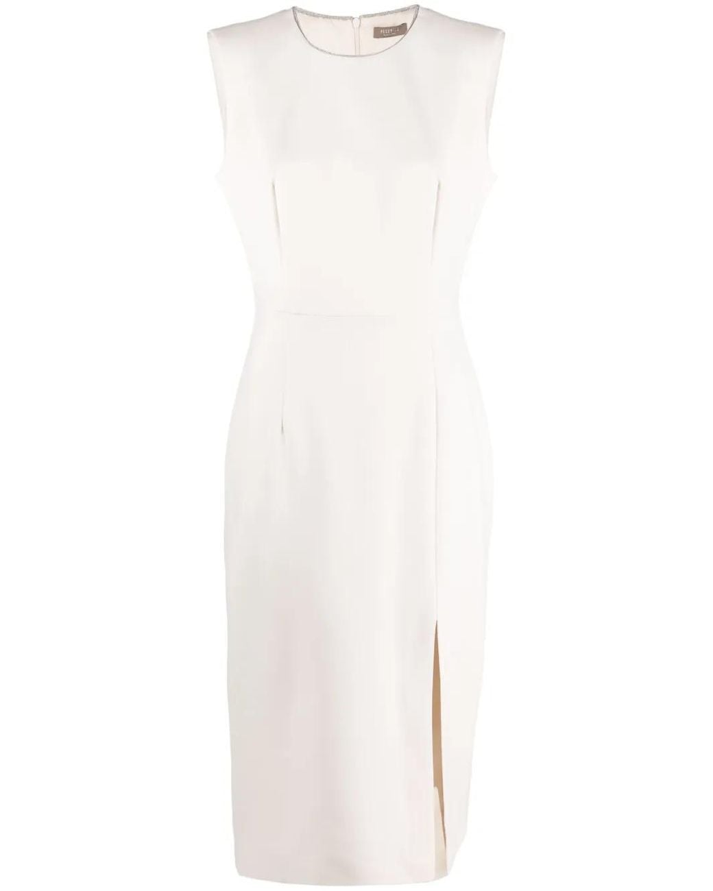 Peserico White Sleeveless Pencil Midi Dress