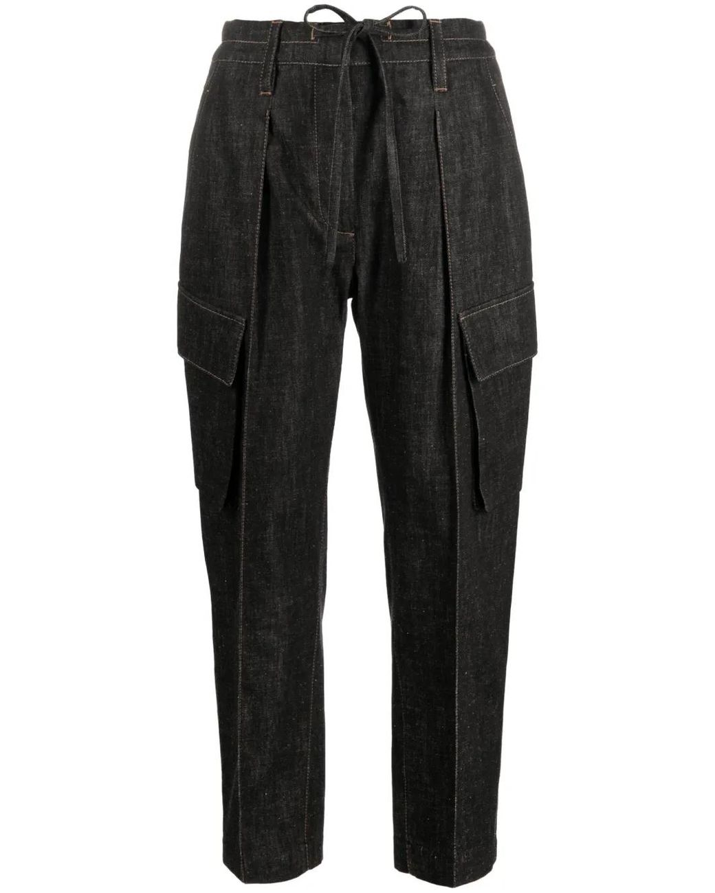 Brunello Cucinelli Black Cropped Denim Trousers