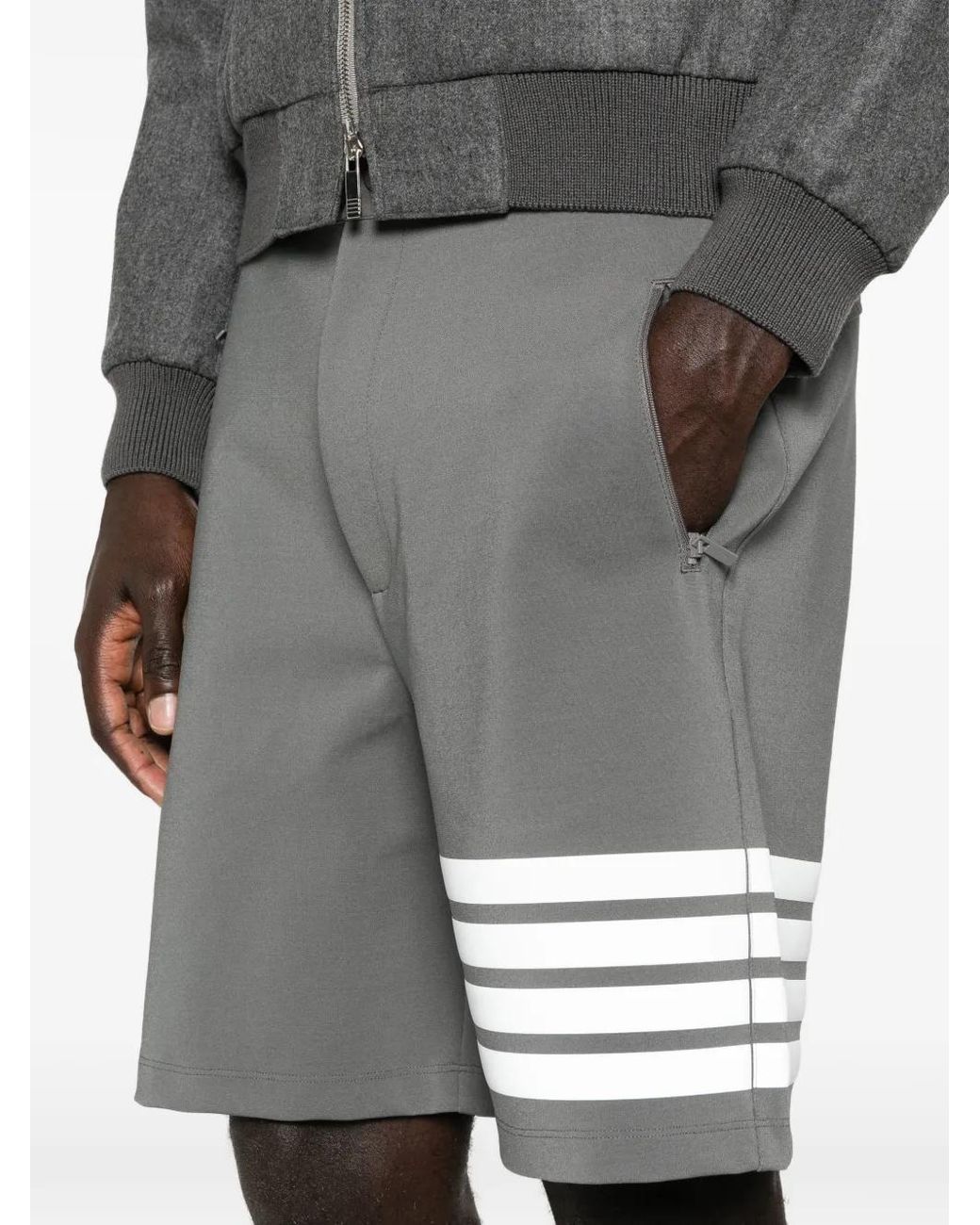 Thom Browne Gray Zipped Pocket Shorts for men