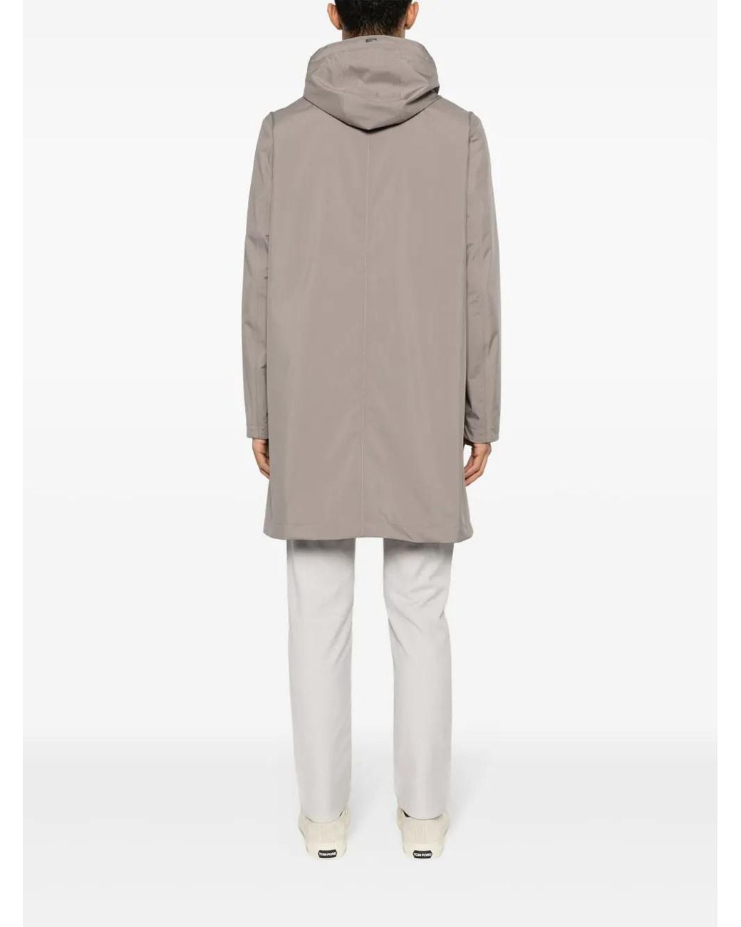 Herno Gray Single-Breasted Hooded Coat for men