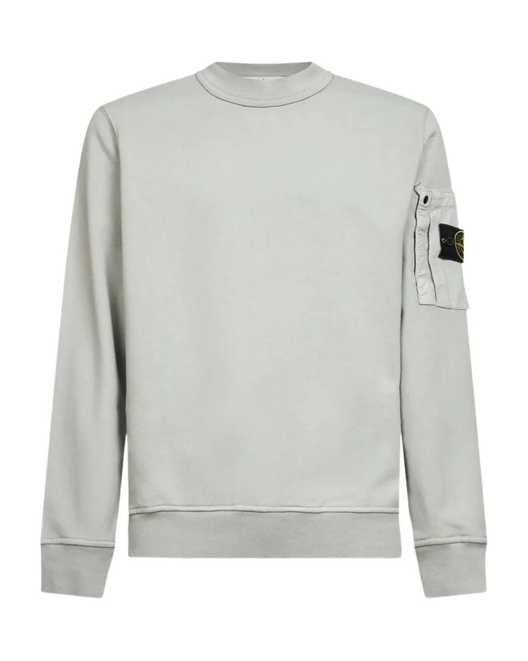 Stone Island Gray Logo-Patch Sleeve-Pocket Sweatshirt for men