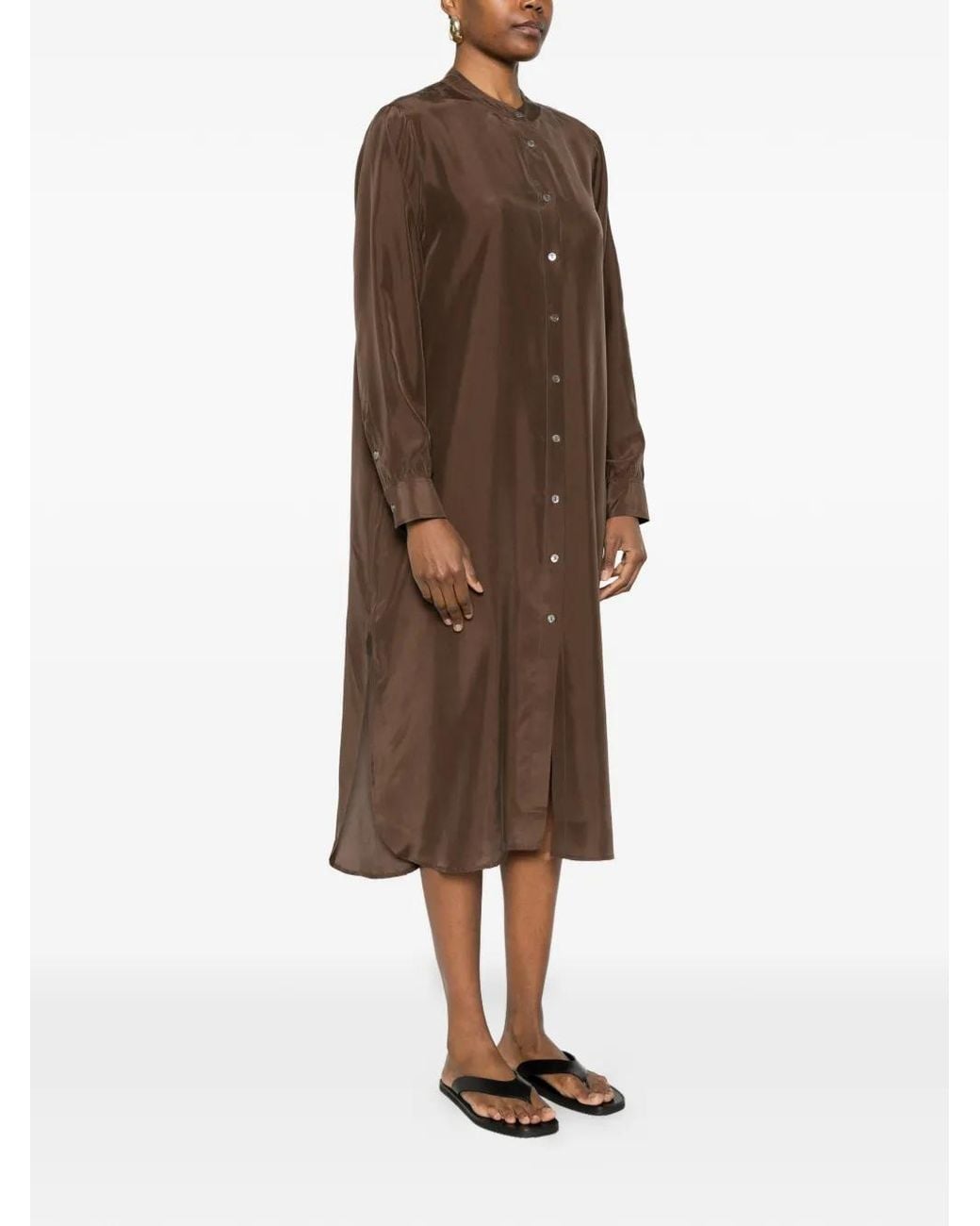 P.A.R.O.S.H. Brown Robe Mi-Longue À Boutonnière
