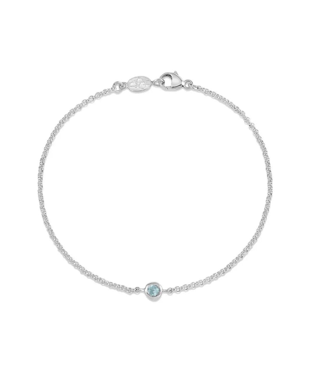 Dower & Hall White Single-Aquamarine Dewdrop Chain Bracelet
