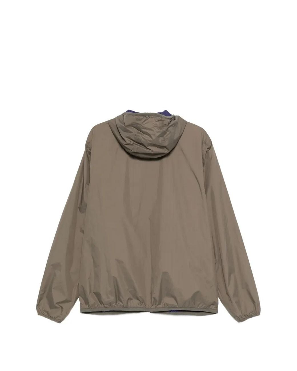 K-Way Brown Logo-Patch Hooded Jacket for men