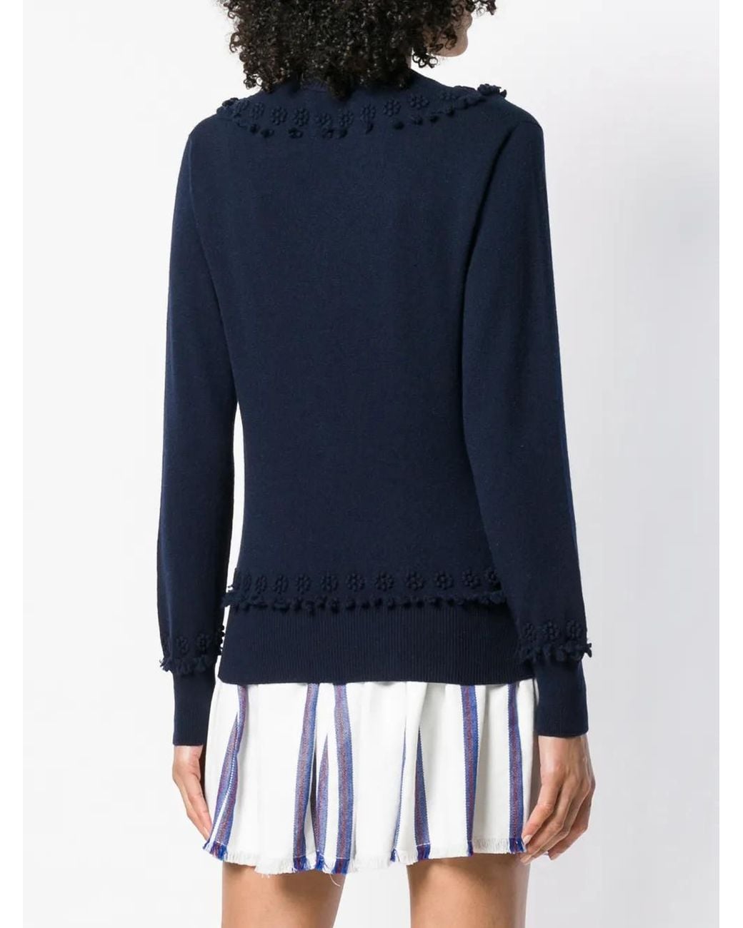 Barrie Blue Romantic Timeless Cashmere V Neck Pullover