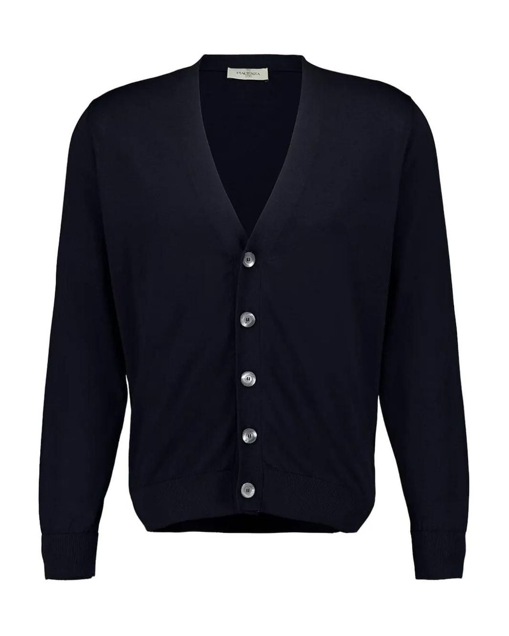 Piacenza Cashmere Blue V-Neck Cotton Cardigan for men