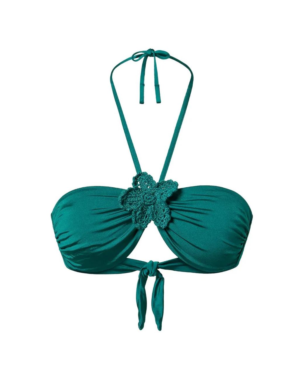 Twinset Green Bandeau Bikini Top With Crochet Brooch