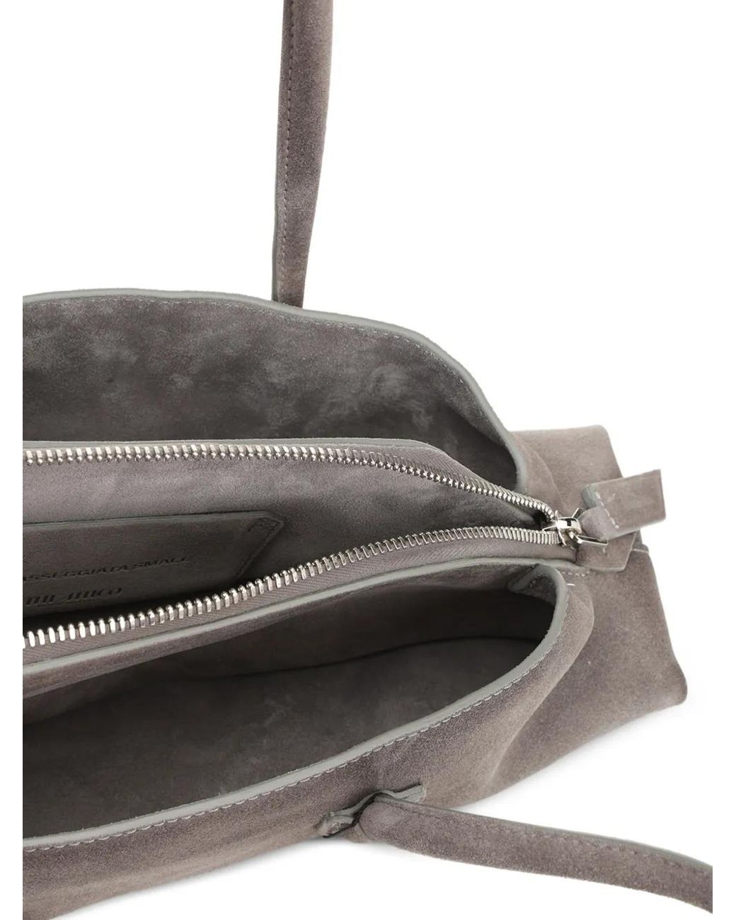The Attico Gray La Passeggiata Small Suede Shoulder Bag