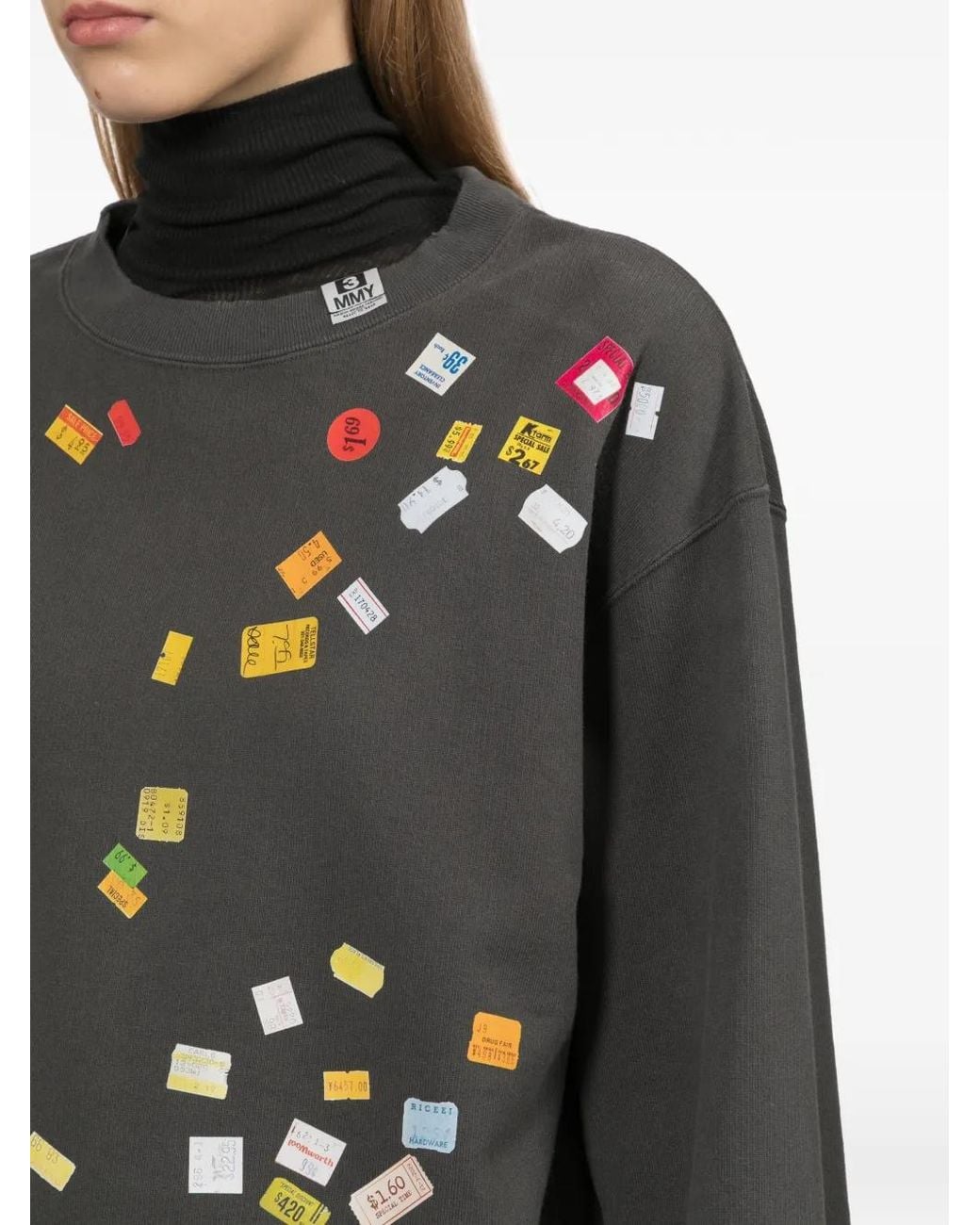 Maison Mihara Yasuhiro Black Price Tag Sticker-Printed Sweater