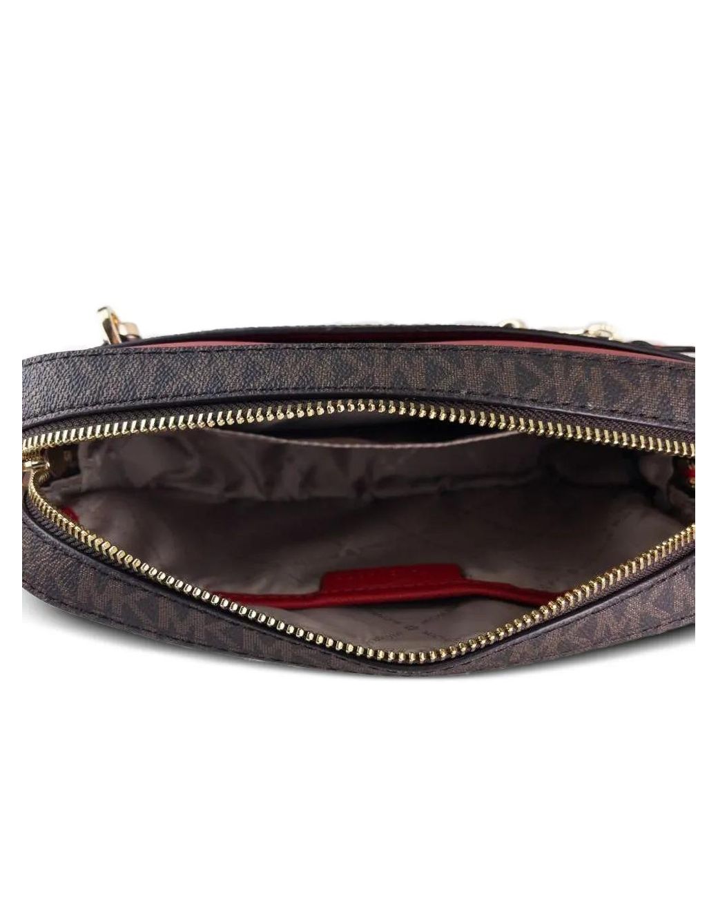 Michael Kors Gray Large Jet Set Monogram-Pattern Cross Body Bag