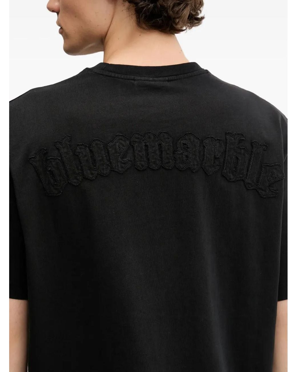 Bluemarble Black Embroidered Logo T-Shirt for men