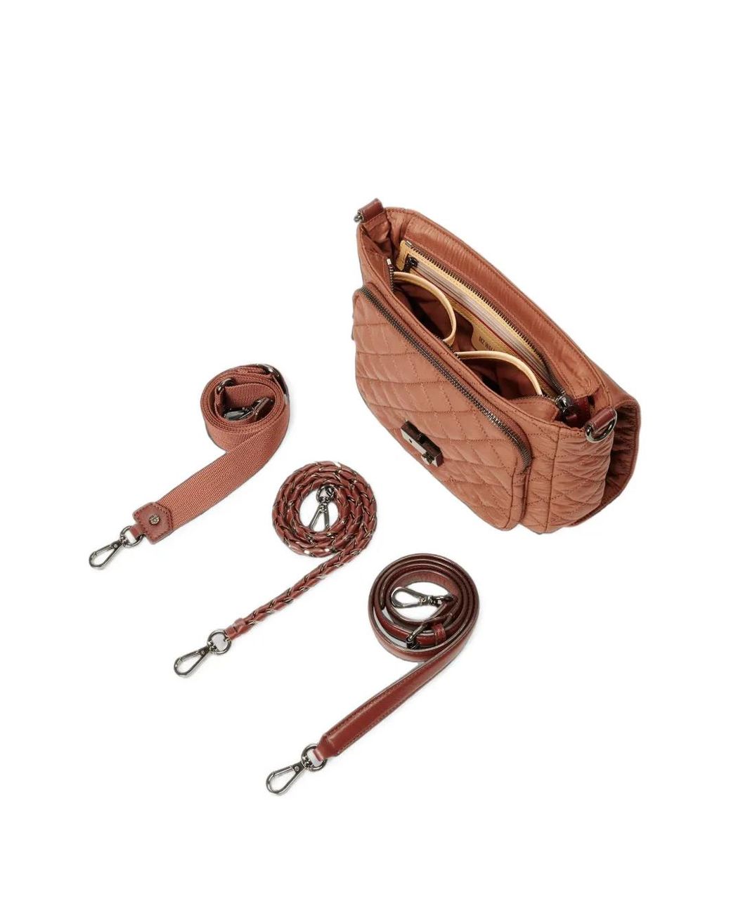 MZ Wallace Brown Medium Crosby Lock Cross Body Bag