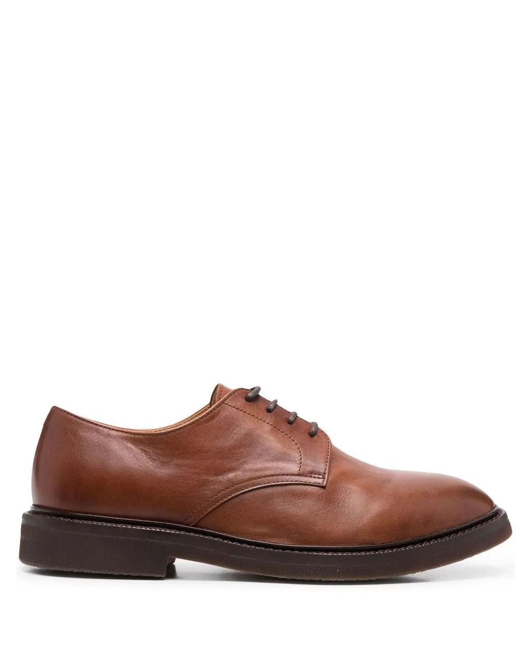 Brunello Cucinelli Brown Lace-Up Leather Derby Shoes for men