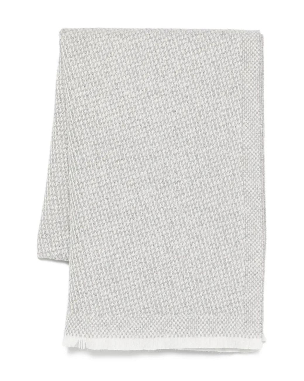 Eleventy White Textured-Weave Scarf