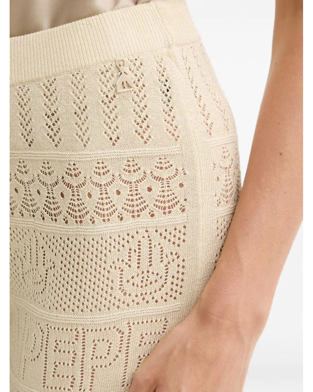 Patrizia Pepe Natural Logo-Pointelle Knit Flared Trousers