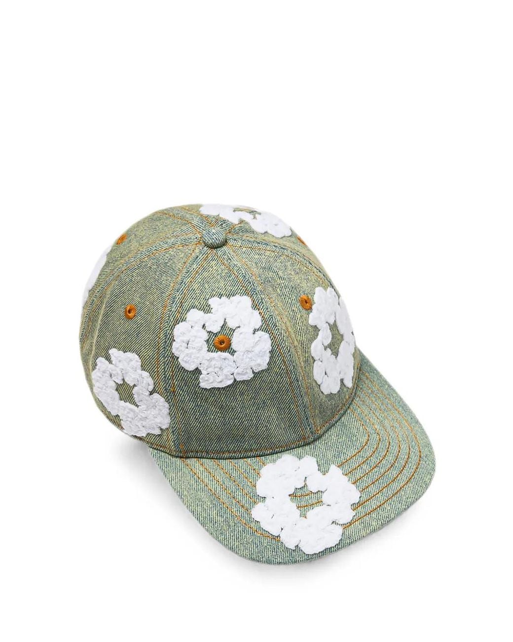 DENIM TEARS Green Cotton Wreath Denim Cap for men