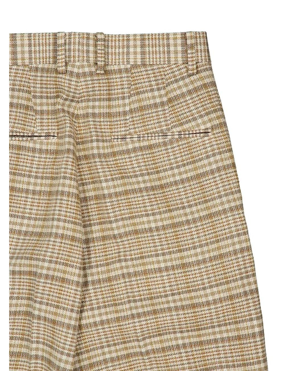 Auralee Natural Check-Pattern Trousers