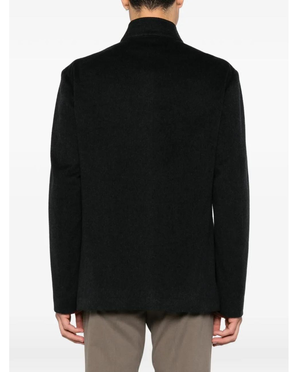 Corneliani Black Veste À Col Montant Et Poche À Patch for men