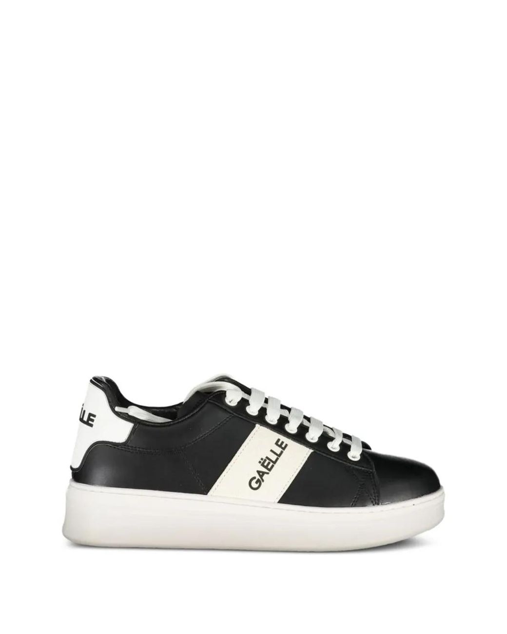 Gaelle Paris Black Logo-Print Lace-Up Sneakers for men