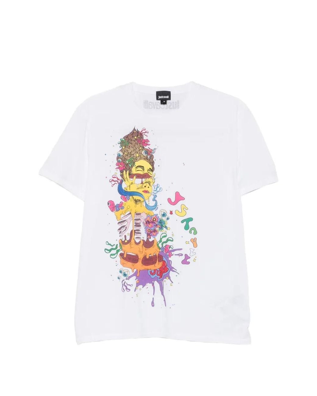 Just Cavalli White Graphic-Print Logo-Print T-Shirt for men