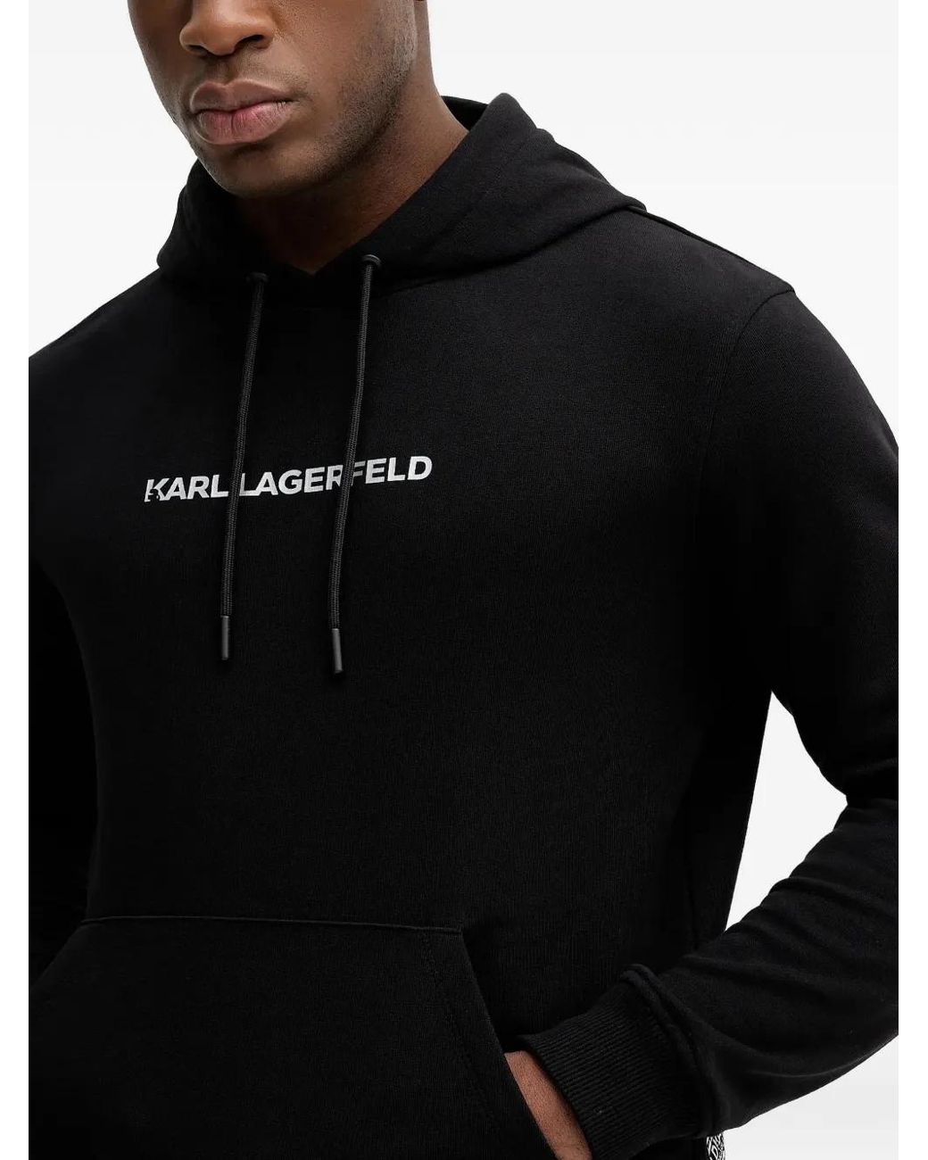 Karl Lagerfeld Black Logo Hoodie for men