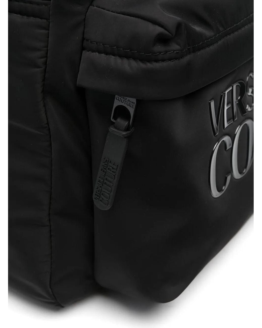 Versace Jeans Couture Black Logo-lettering Backpack for men