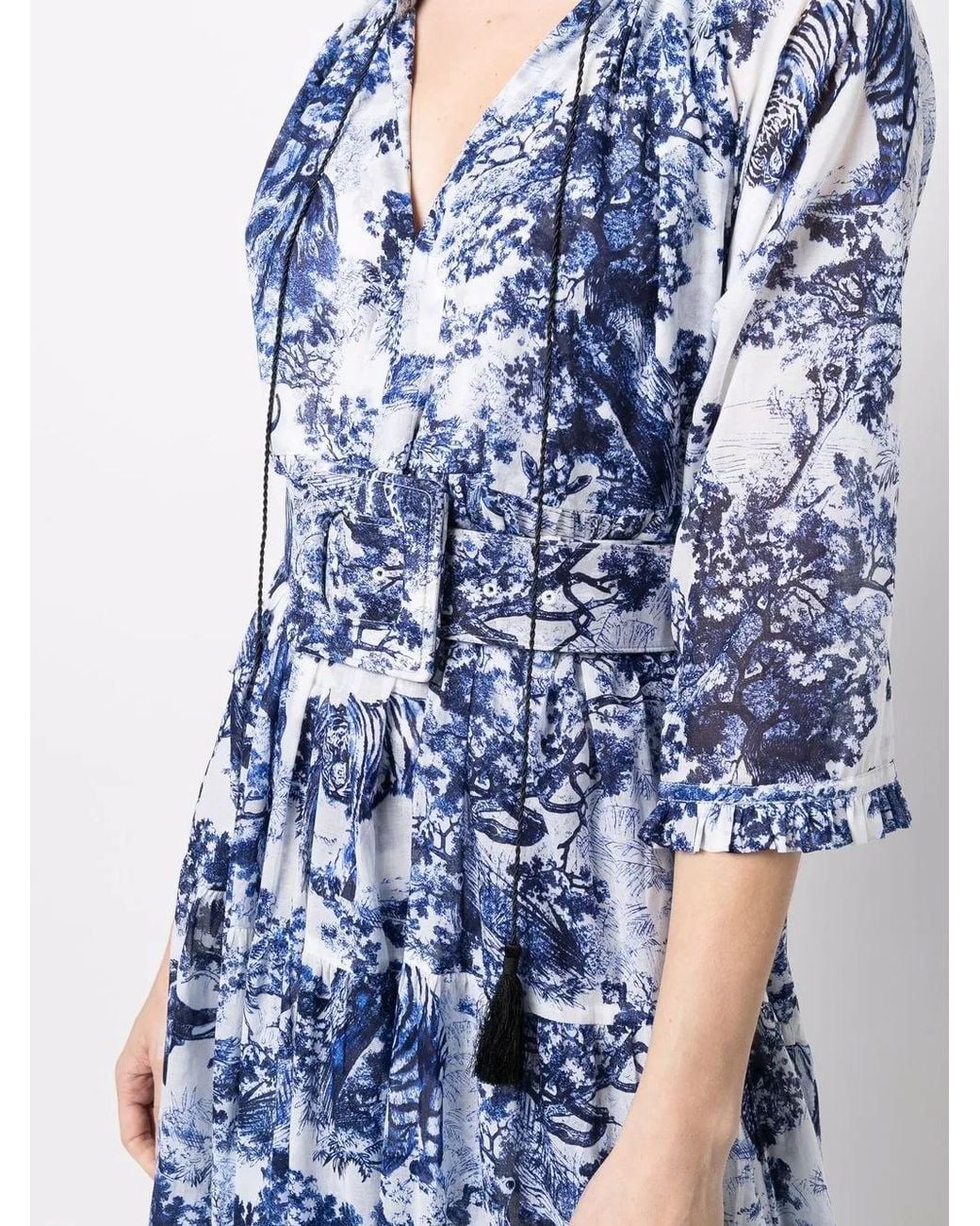 Vestido suelto midi bordado Samantha Sung de color Blue