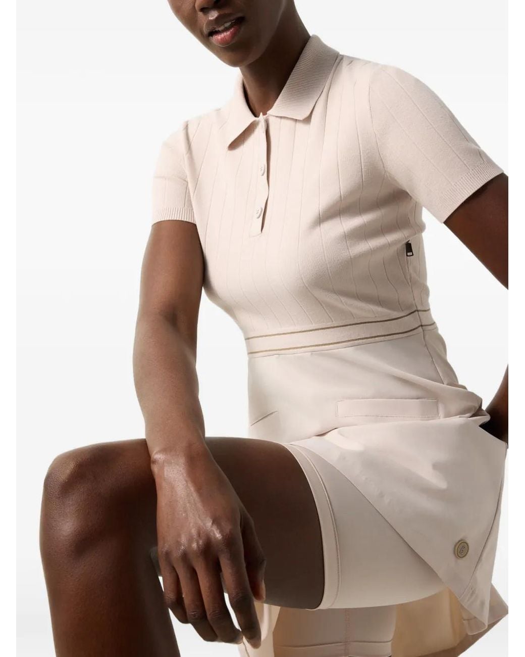 Bogner White Selin Ribbed Polo-Collar Mini Dress (Set Of Two)