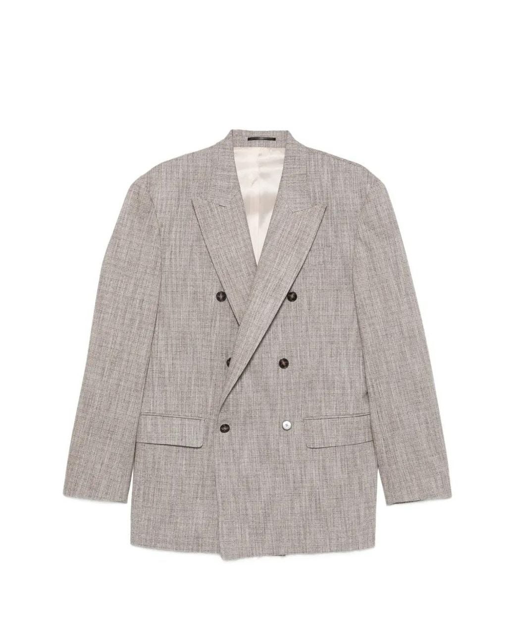 Karl Lagerfeld Gray Double-Breasted Peaked-Lapel Blazer for men