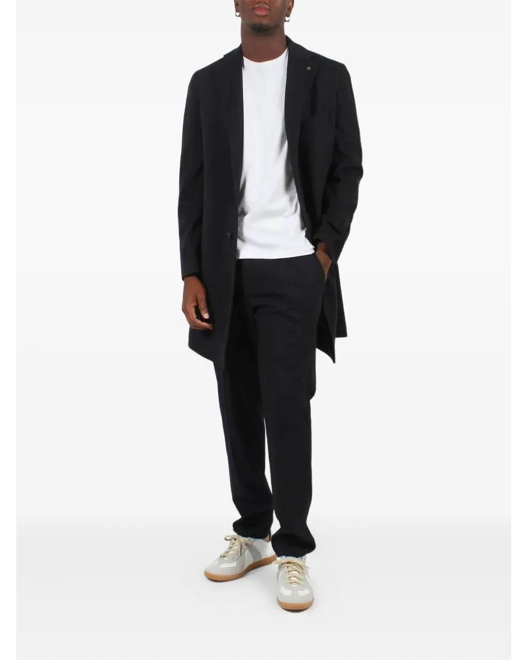 Tagliatore Black Three-Button Coat for men