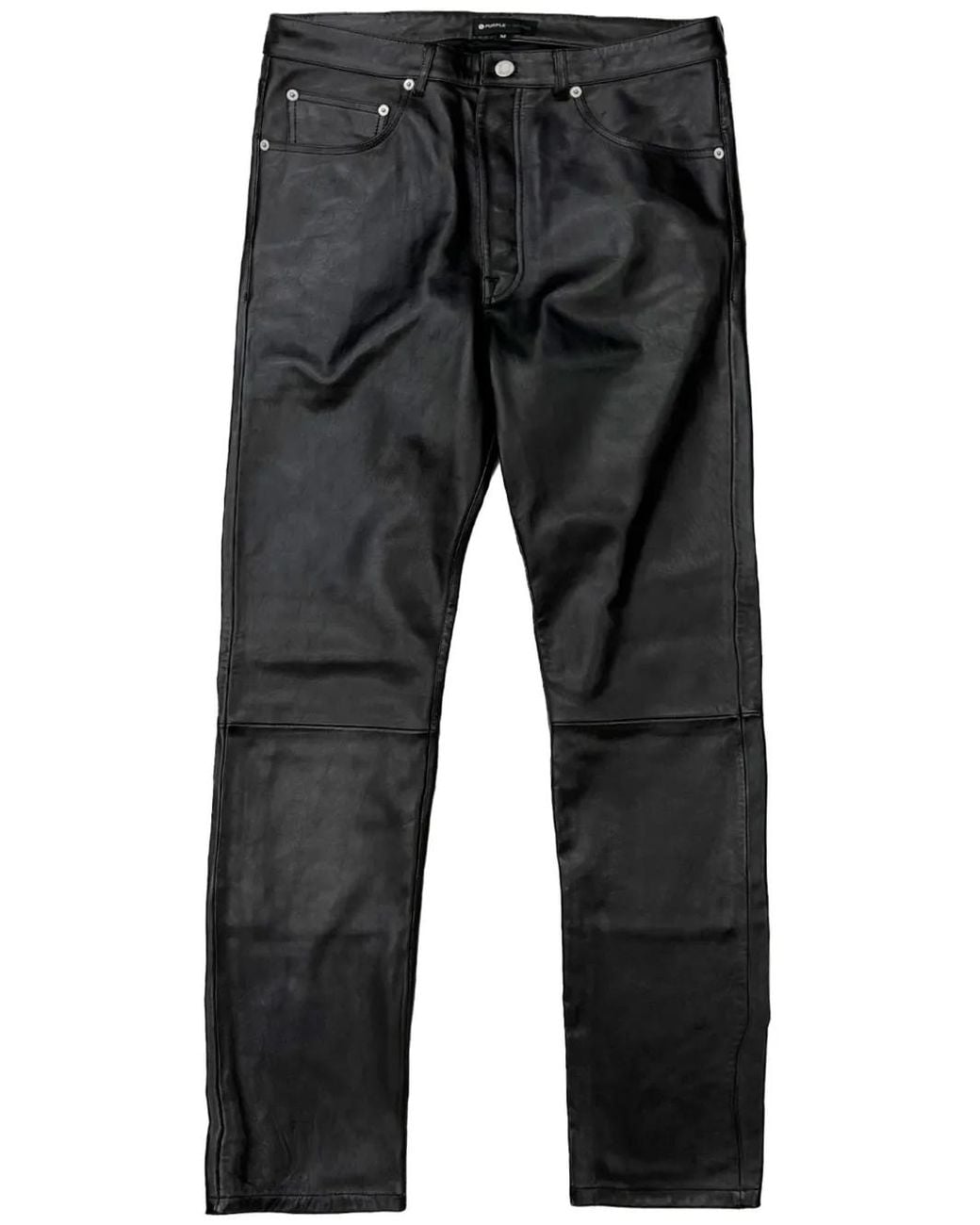 Purple Brand Gray Straight-Leg Leather Trousers for men