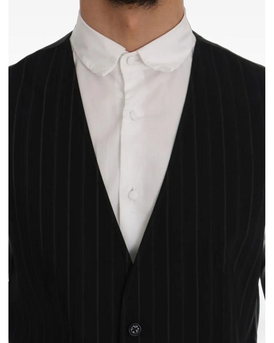 Dolce & Gabbana Black Pinstripe-Pattern Waistcoat for men