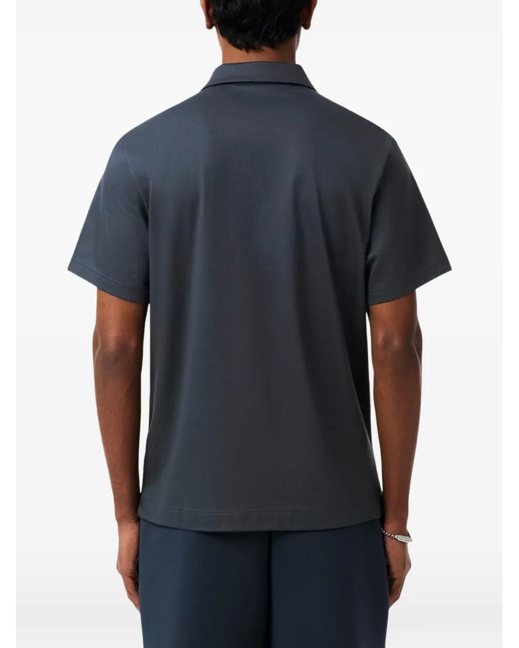 Lacoste Blue Paris Classic Fit Open Neck Embroidered Polo for men
