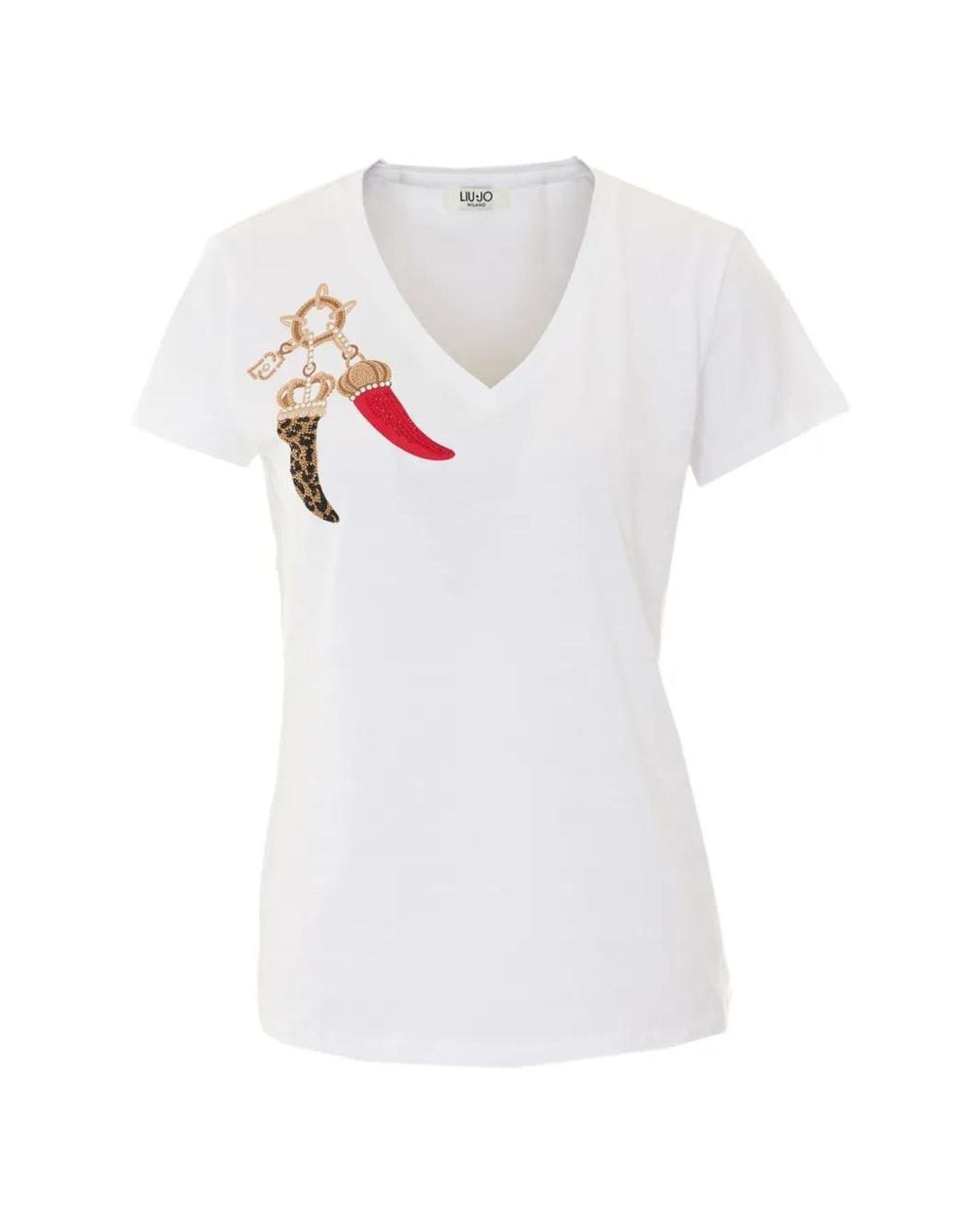 Liu Jo White V-Neck T-Shirt