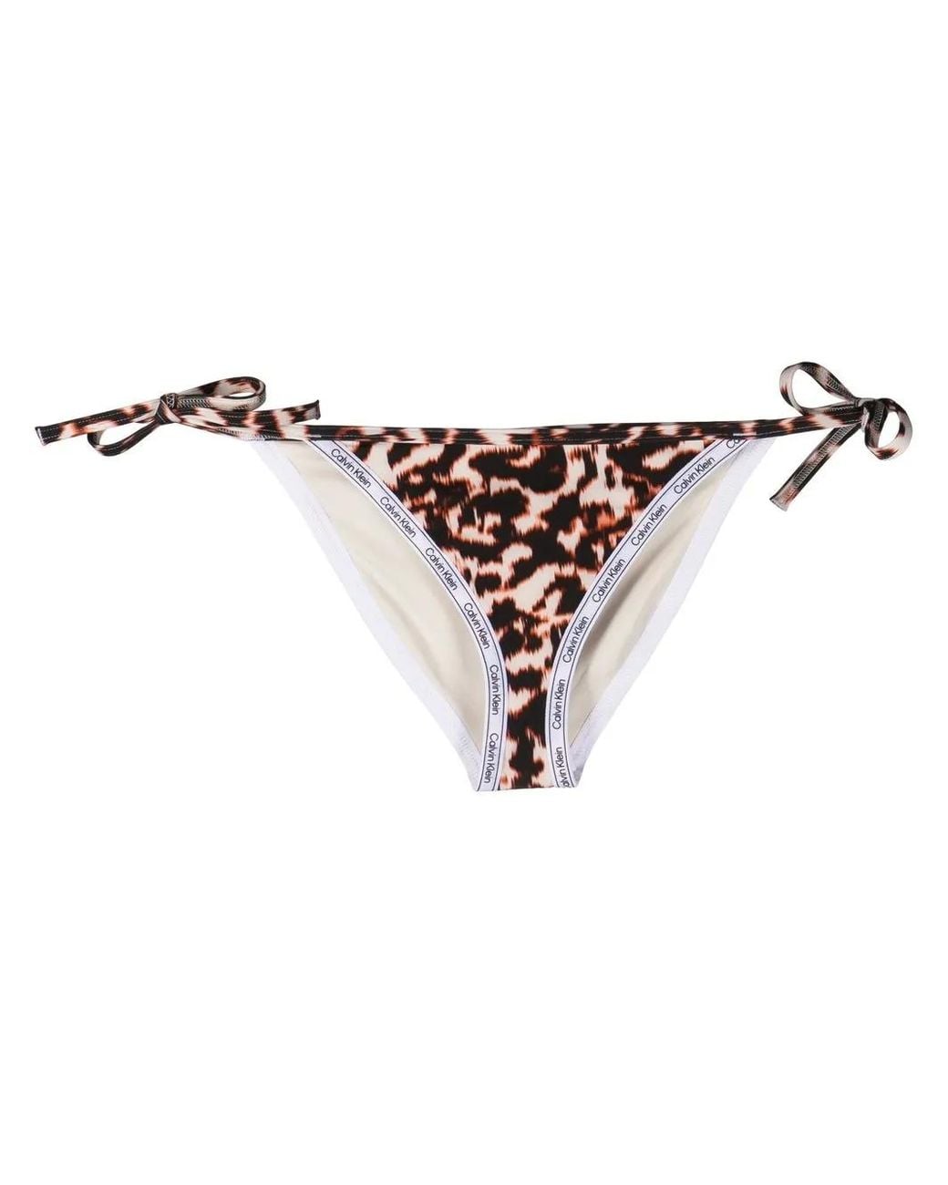 Calvin Klein Natural Leopard-Print Bikini Bottoms