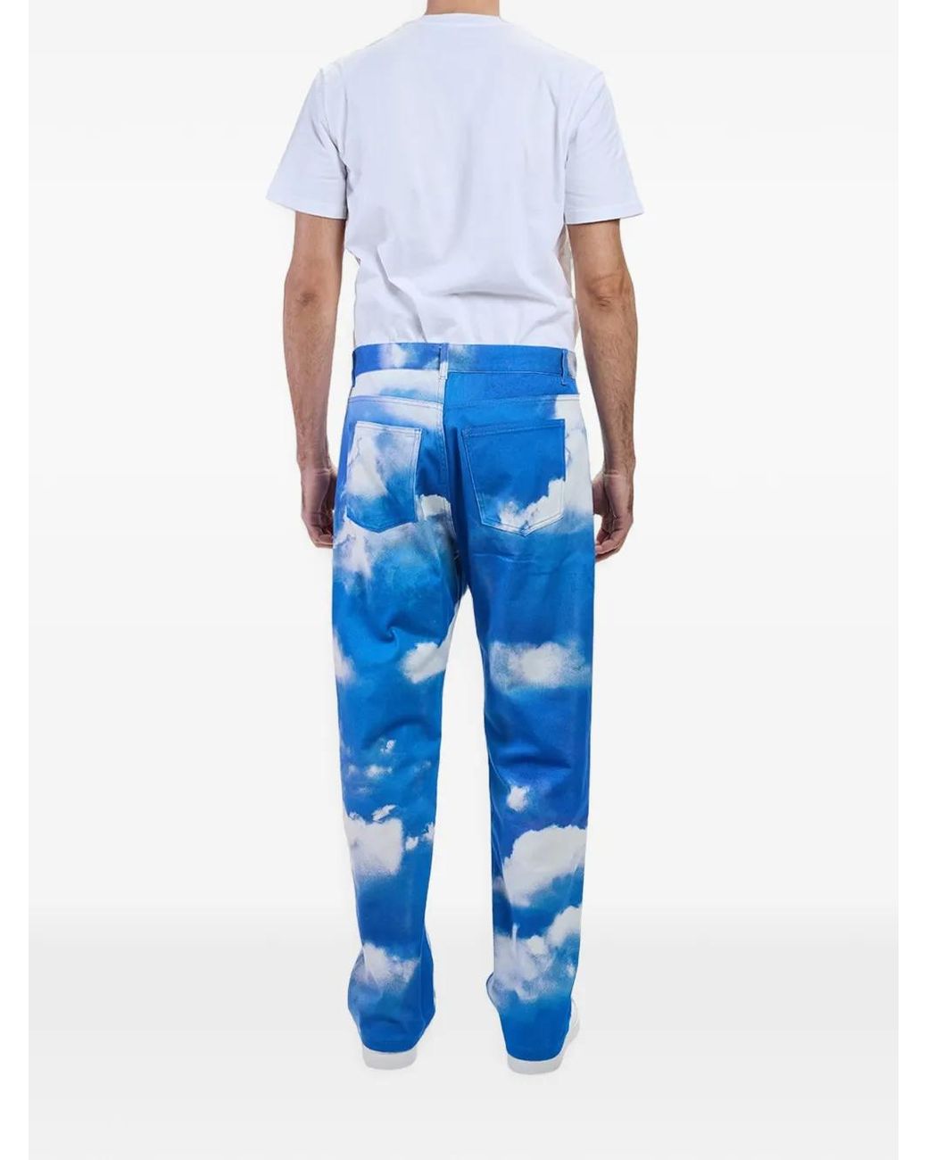 Moschino Blue Cloud-Print Straight-Leg Jeans for men