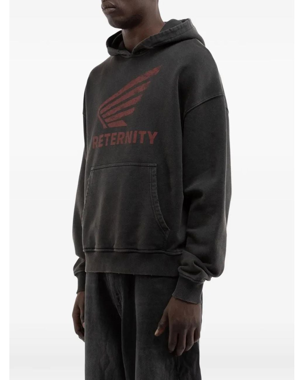 RETERNITY Black Aéro Logo-Print Hoodie for men