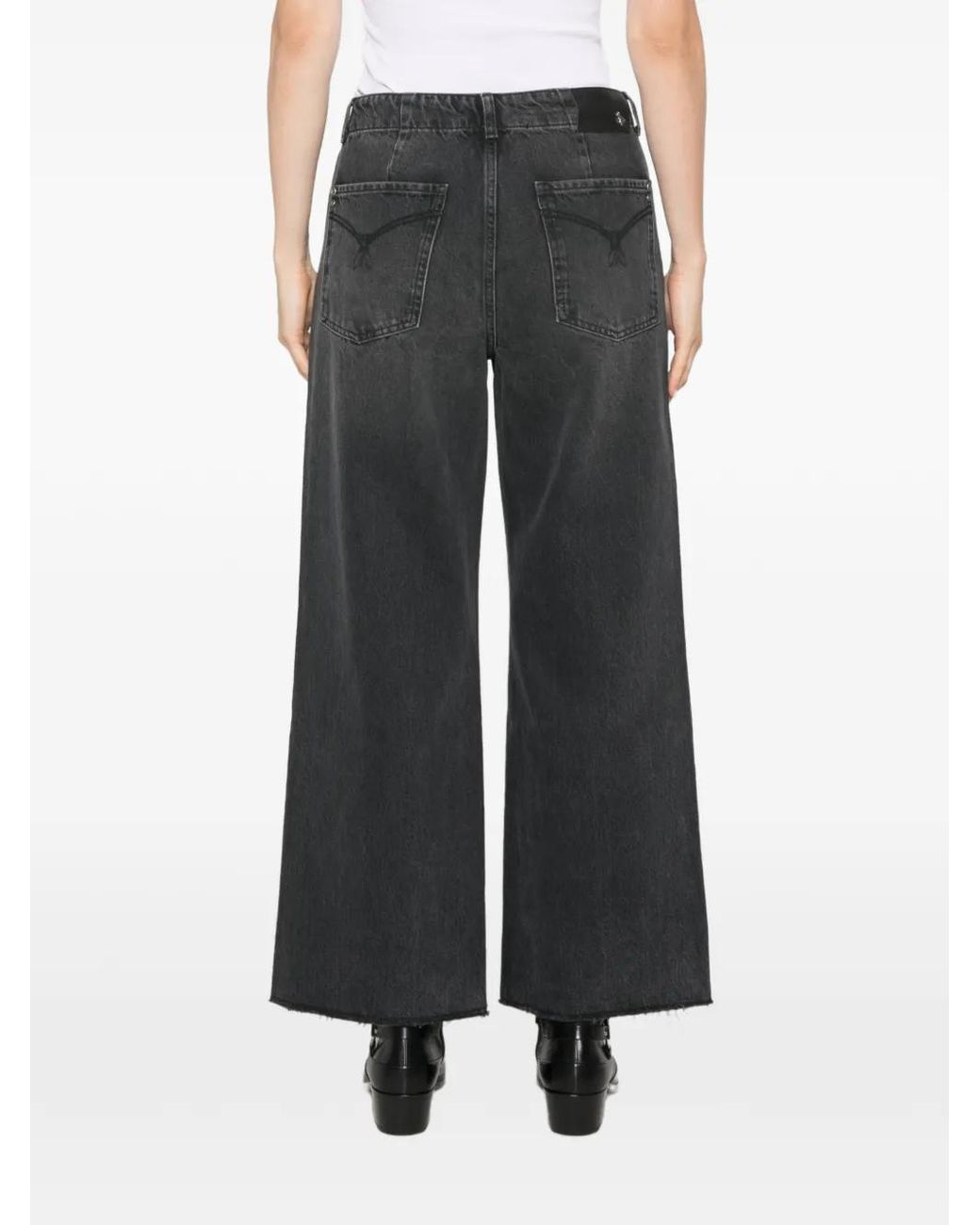Patrizia Pepe Gray Washed Raw-Cut Jeans