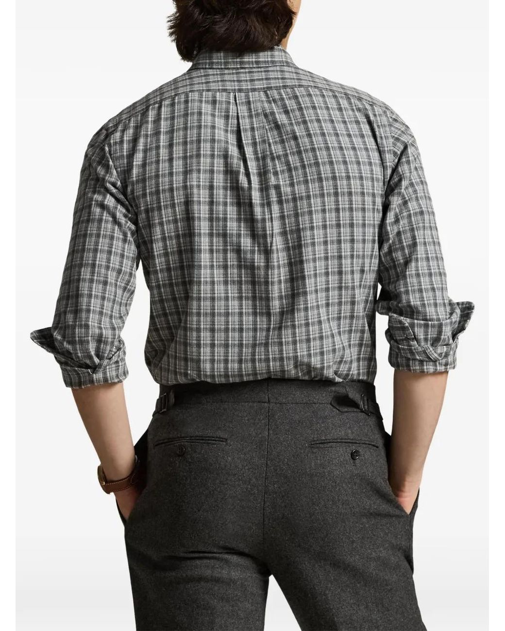 Polo Ralph Lauren Gray Oxford Plaid Shirt for men