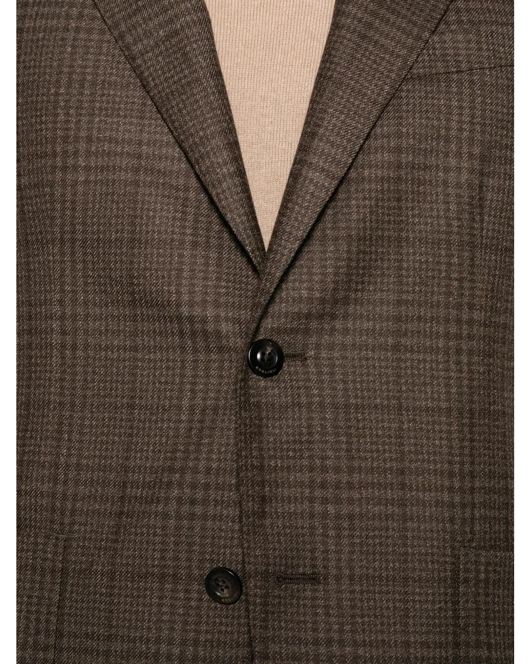 Boglioli White Check-Pattern Virgin-Wool Blazer for men