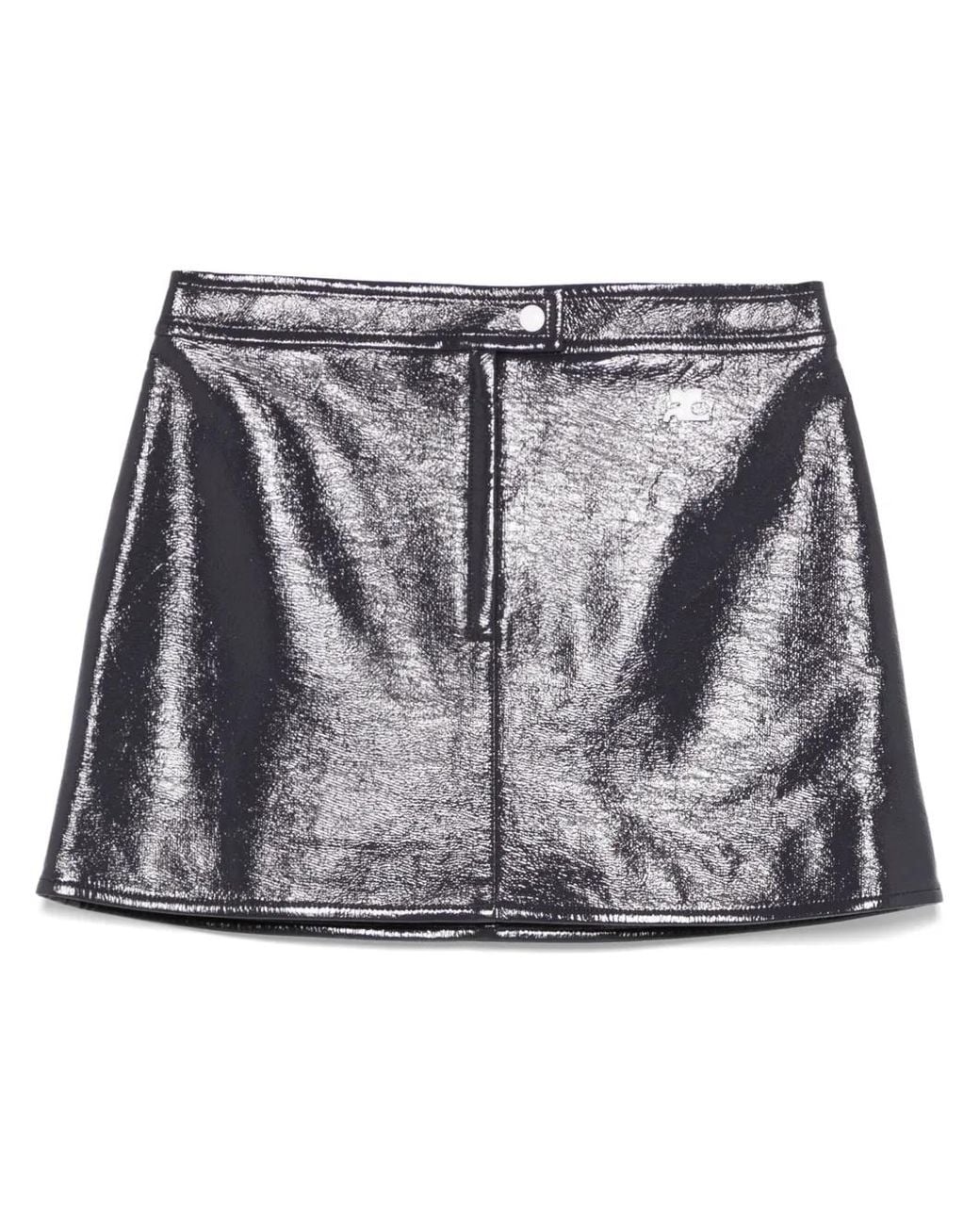 Courreges Black Reedition Vinyl Mini Skirt