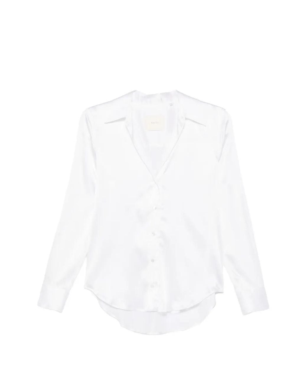 Xacus White Chemise Satinée À Manches Longues