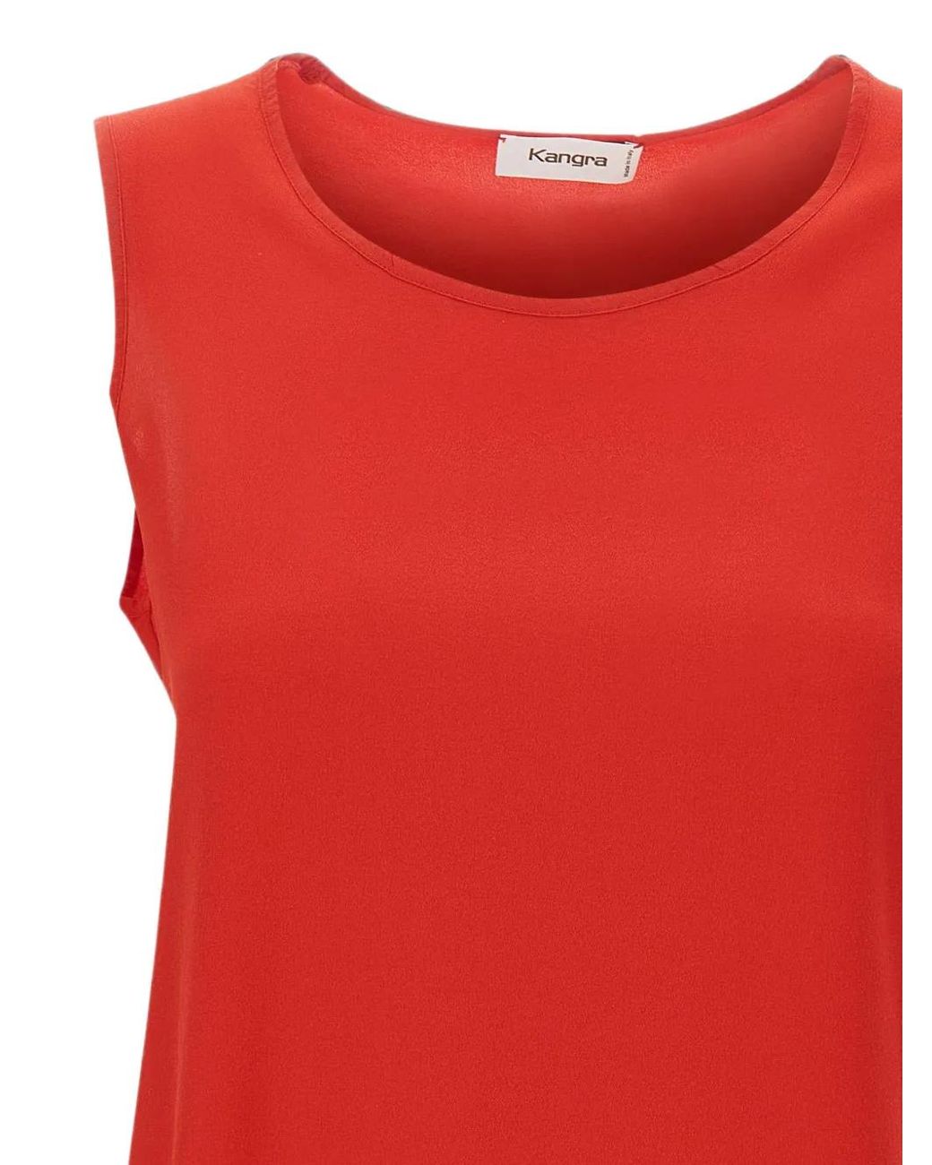 Kangra Red Sleeveless Silk Tank Top