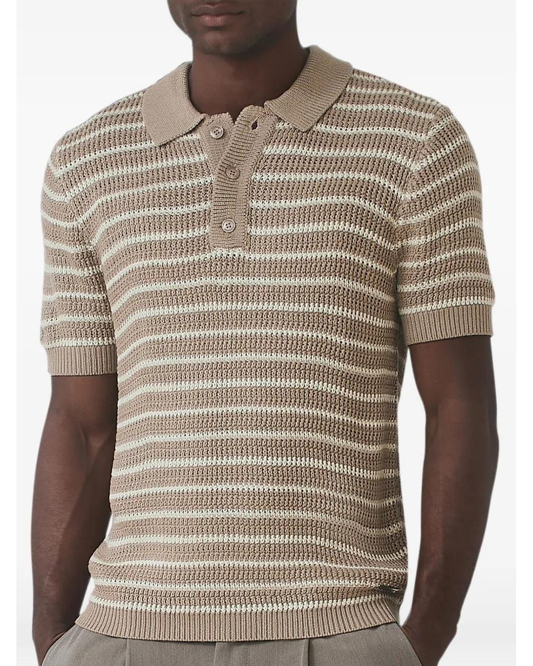 Mauvais Brown Striped Polo Shirt for men