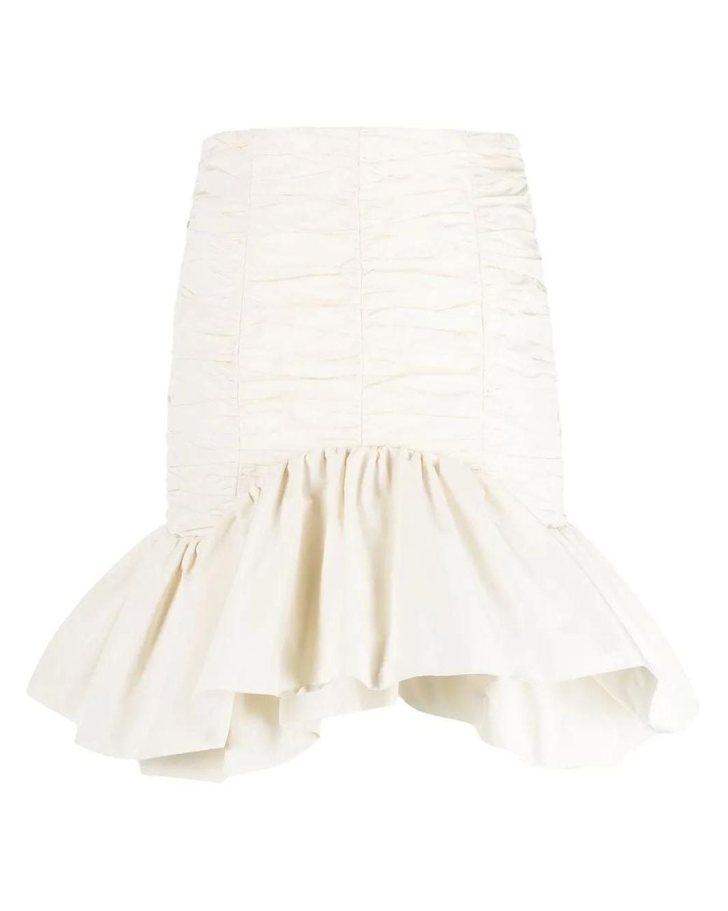 Patou White Peplum-hem High-waisted Skirt