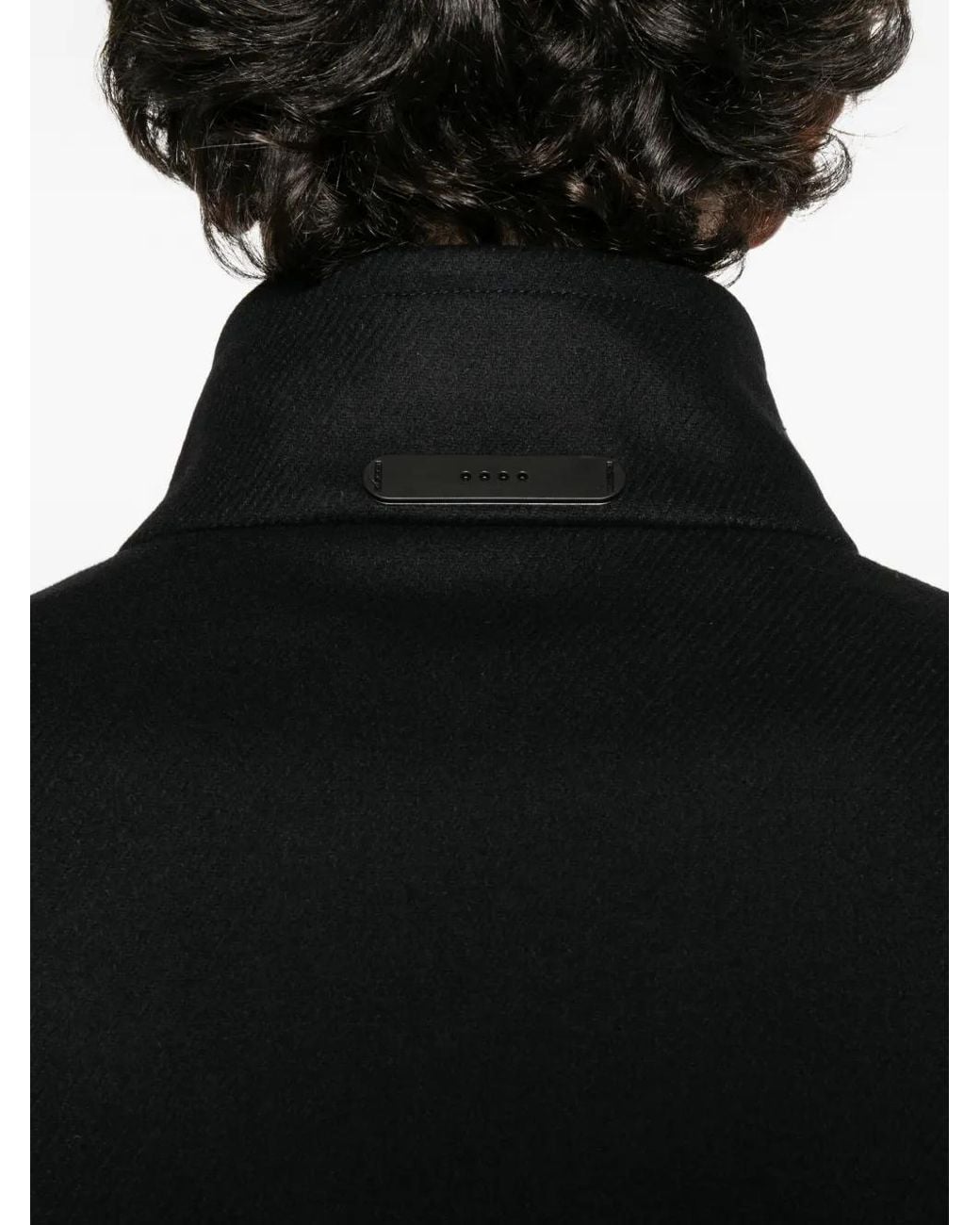 Hevò Black Button-Up High-Neck Coat for men