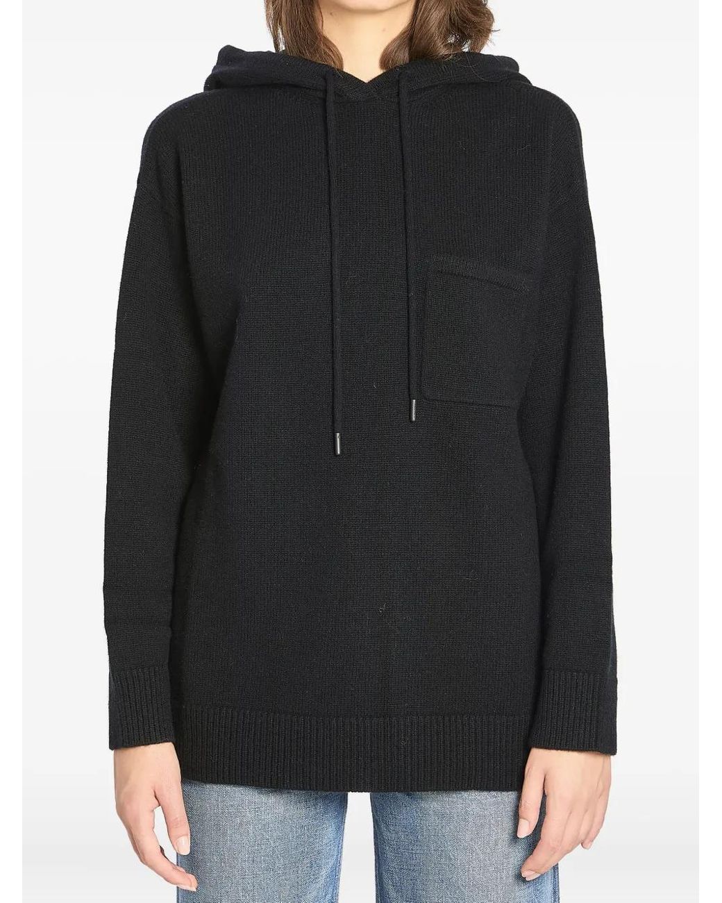 Max Mara Black Hoodie Mit Logo-Patch